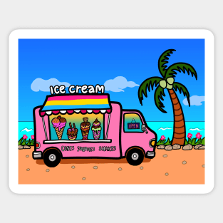 Pansexual street food truck ice cream outdoor beach summer Sticker